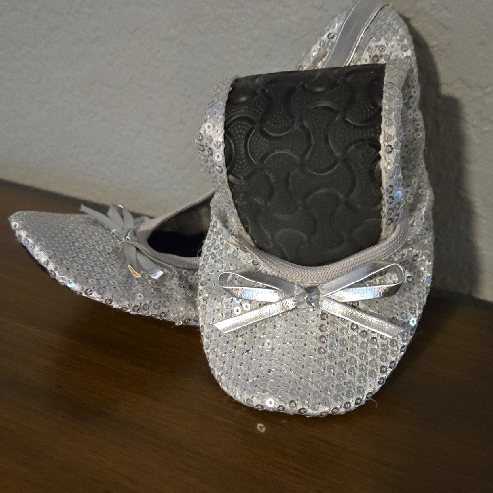 Silver Sequin Ballet Flats